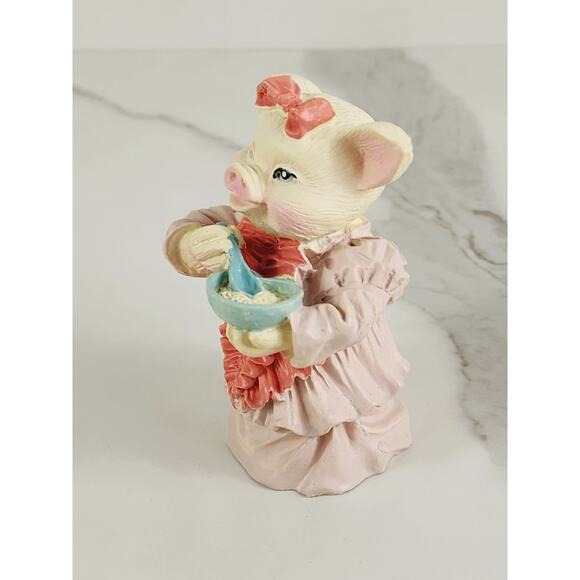 Chef Piglet Pig Lover Piggy w/ Bow Cute Dress Cooking 3 1/2" Figurine 80s - Picture 4 of 13